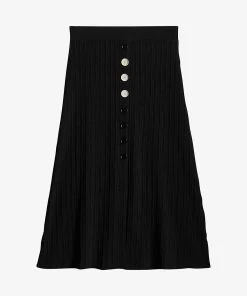 CLAUDIE PIERLOT Long Button-detail Knitted Midi Skirt For Womens Black