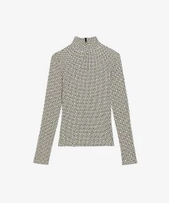 CLAUDIE PIERLOT Tropical Geometric -print Cotton Top For Womens Divers