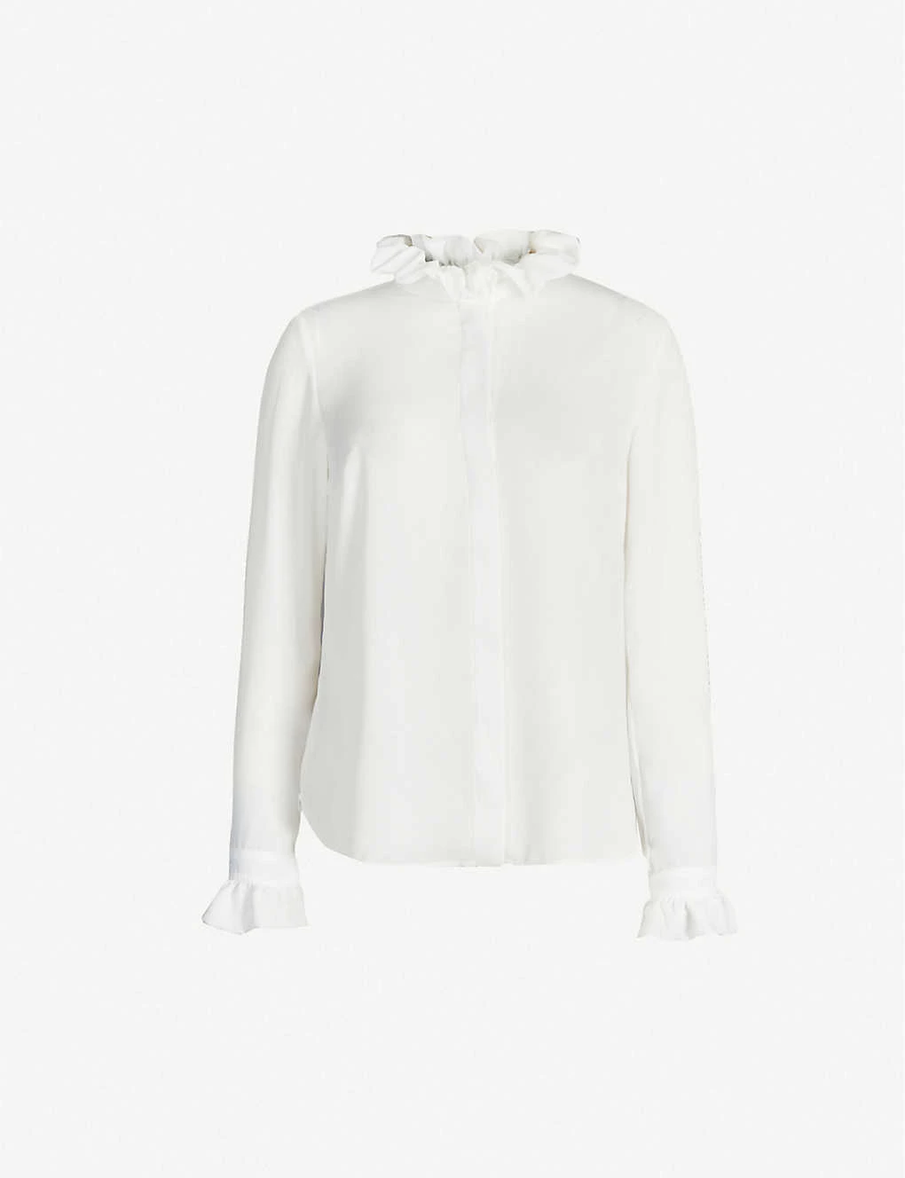 CLAUDIE PIERLOT High-neck Frilled-trim Crepe Shirt For Womens Ecru - Image 5