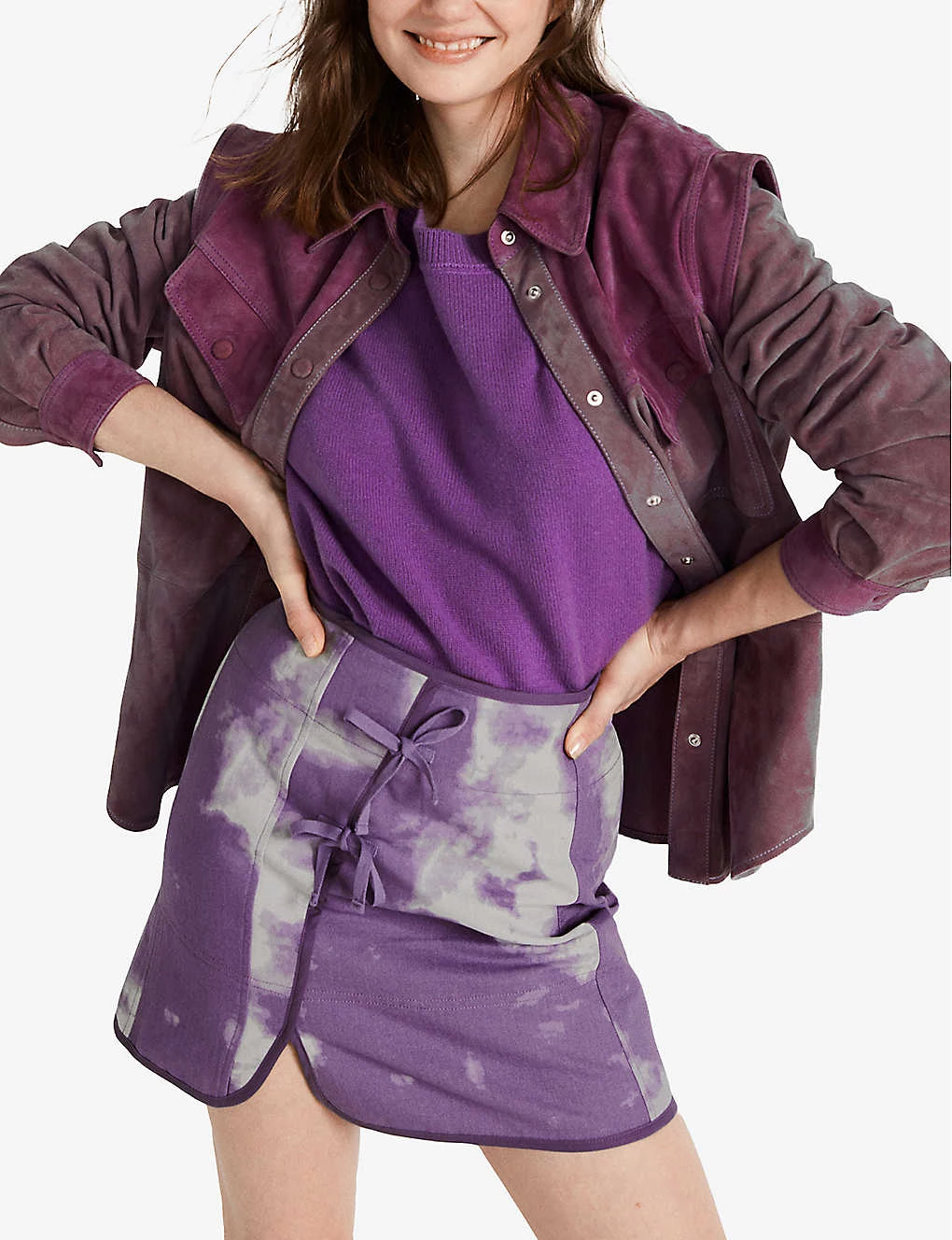CLAUDIE PIERLOT Stellar Tie-dye Cotton Mini Skirt For Womens Violets - Image 3