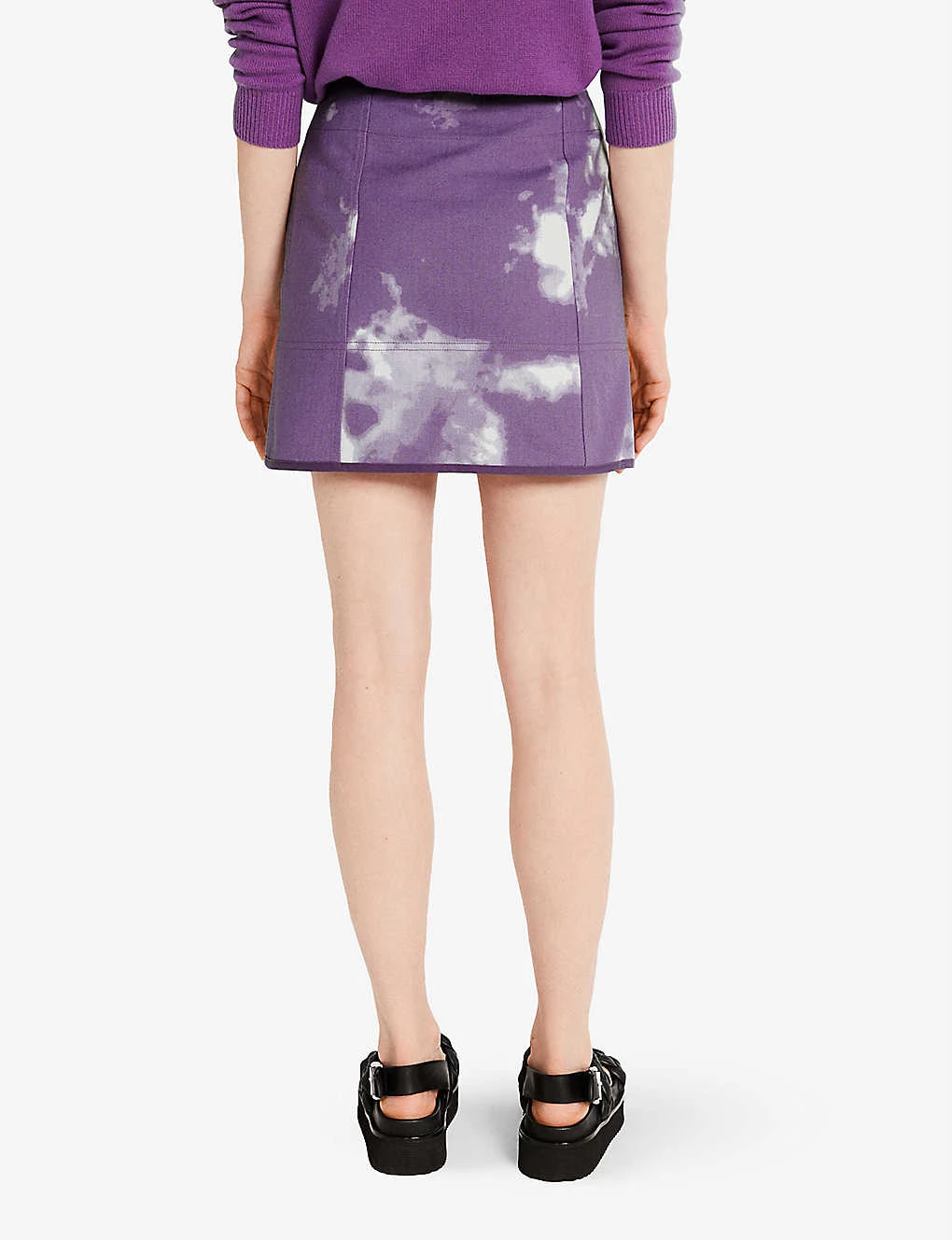 CLAUDIE PIERLOT Stellar Tie-dye Cotton Mini Skirt For Womens Violets - Image 4