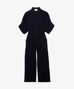 CLAUDIE PIERLOT Jump Pleated Woven Jumpsuit For Womens Bleus