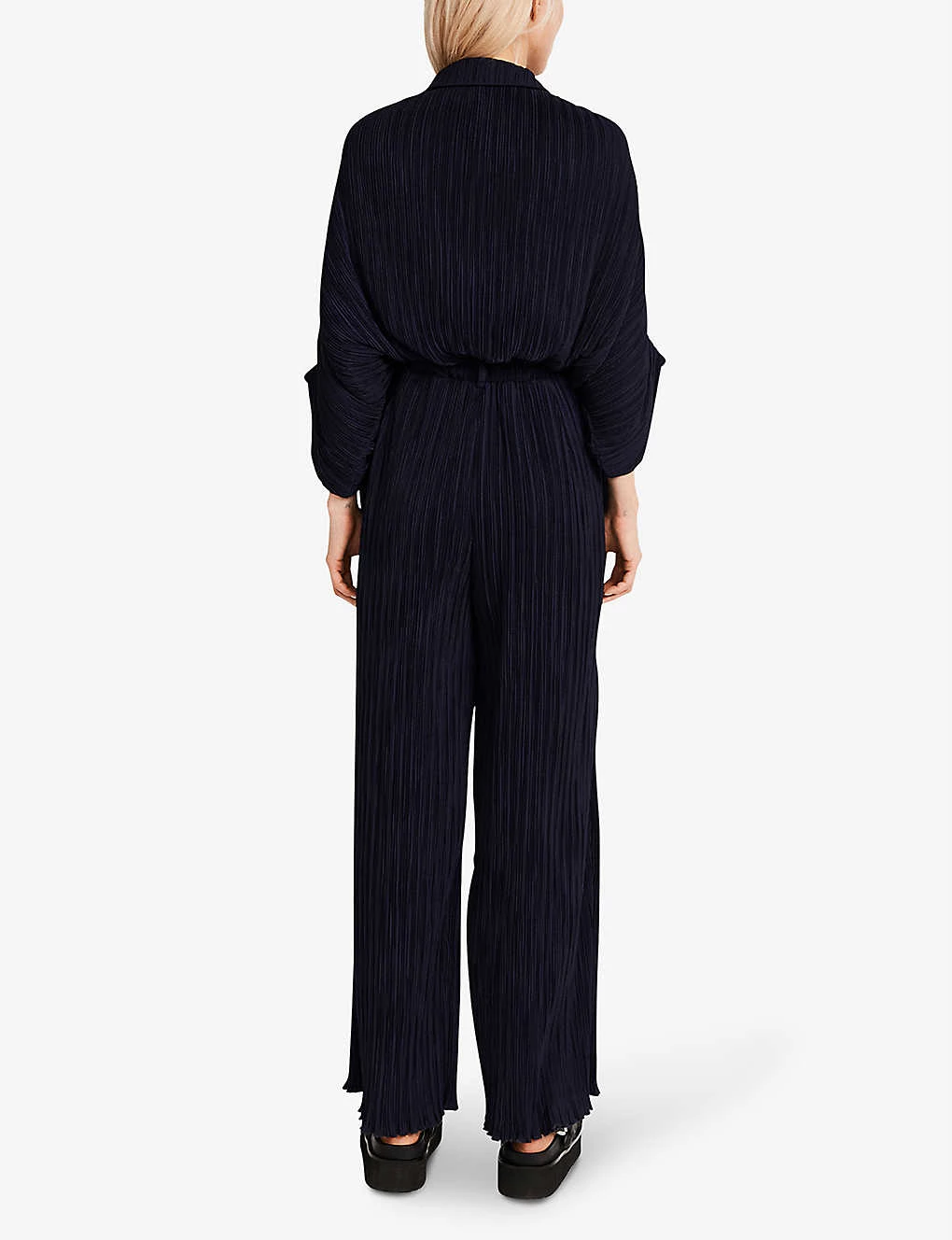 CLAUDIE PIERLOT Jump Pleated Woven Jumpsuit For Womens Bleus - Image 3