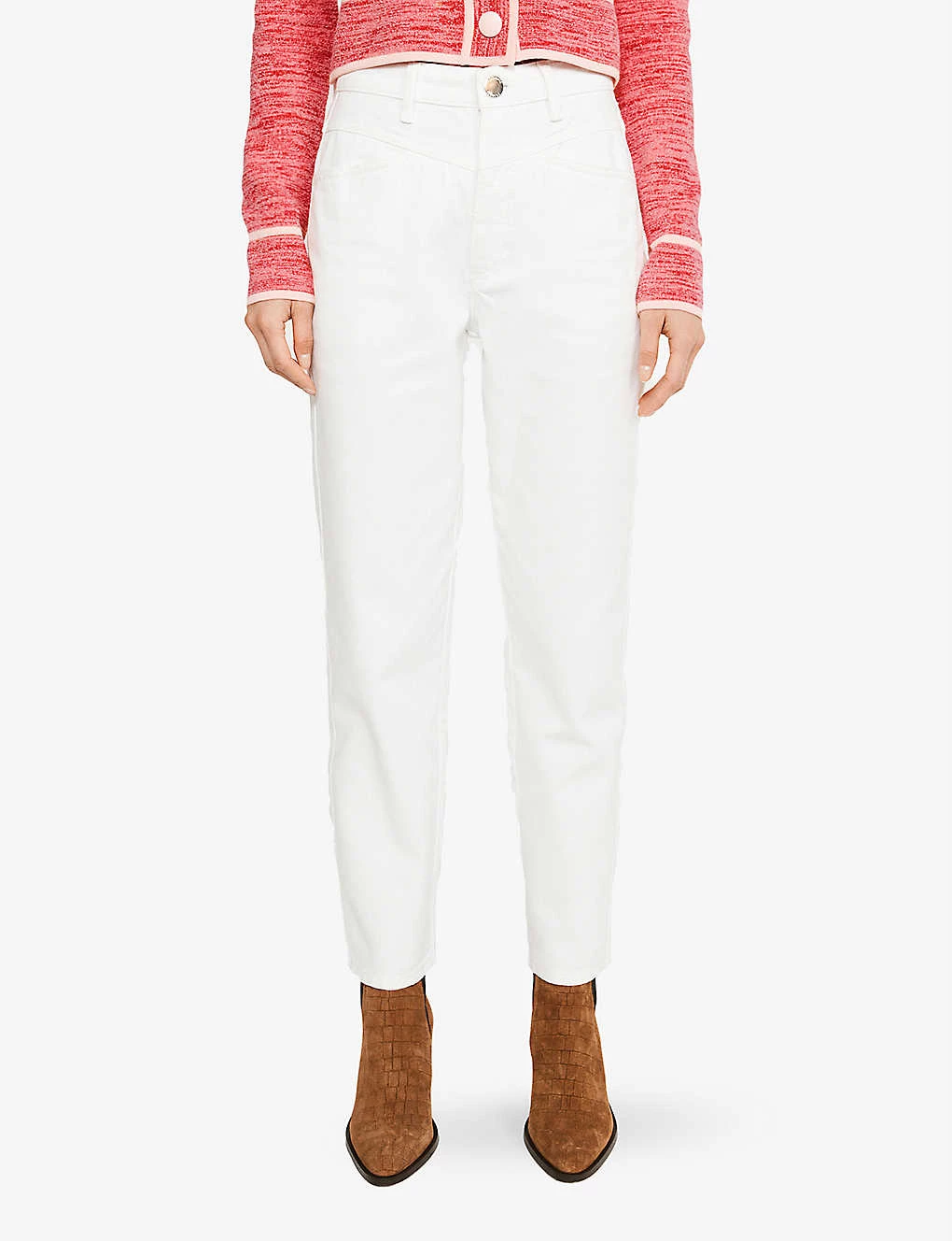 CLAUDIE PIERLOT Poupi Straight-leg High-rise Organic Cotton-denim Jeans For Womens Naturels - Image 3