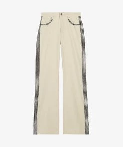 CLAUDIE PIERLOT Contrast-embroidered Regular-fit Mid-rise Straight-leg Jeans For Womens Naturels