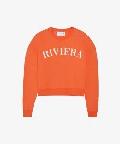 CLAUDIE PIERLOT Riviera Round-neck Woven Sweatshirt For Womens Jaunes / Oranges