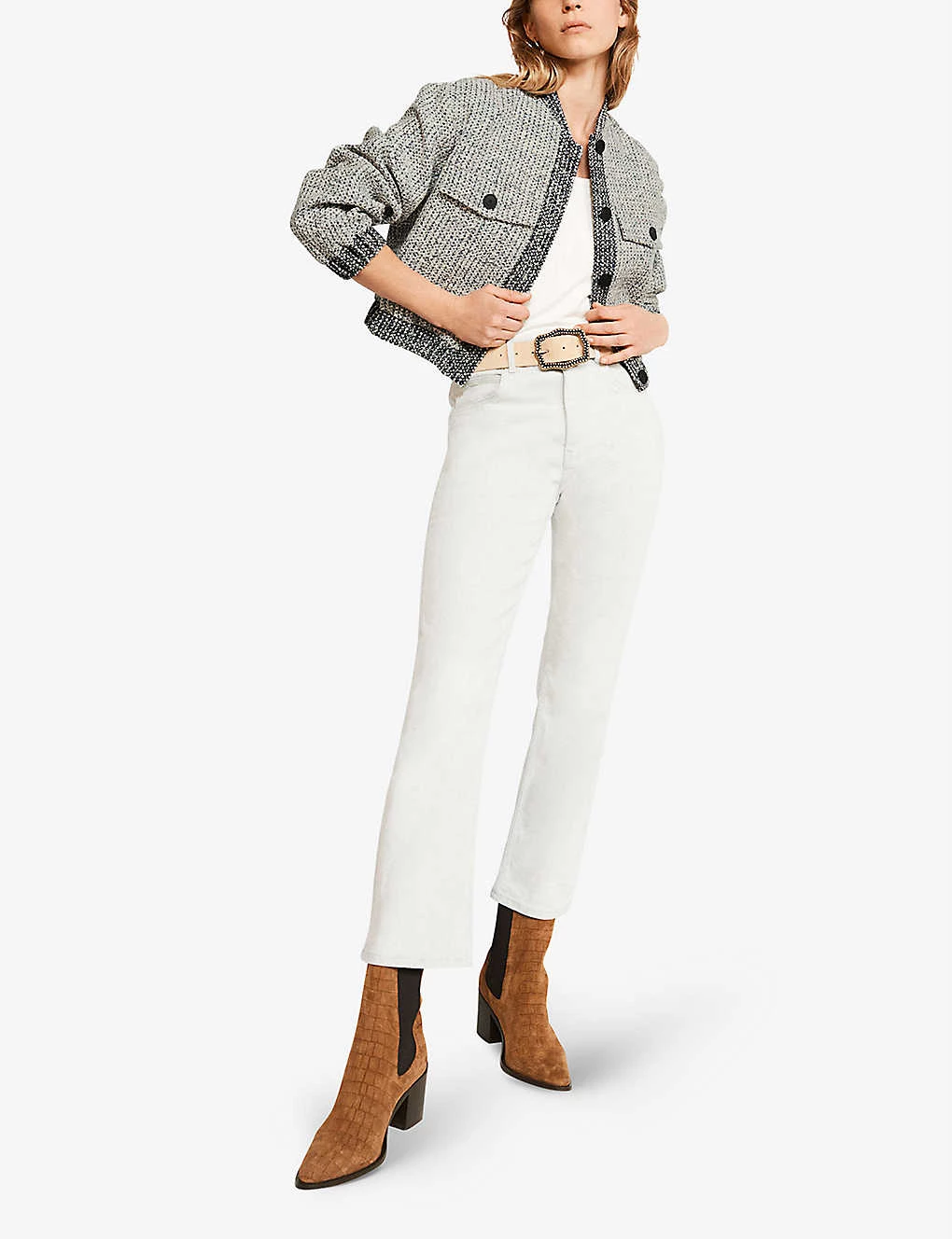 CLAUDIE PIERLOT Volley Cropped Tweed Bomber Jacket For Womens Divers - Image 2