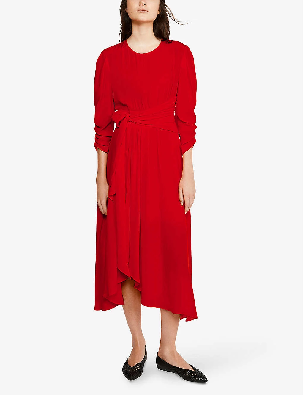 CLAUDIE PIERLOT Rousseau Asymmetrical-skirt Woven Dress For Womens Rouges - Image 2
