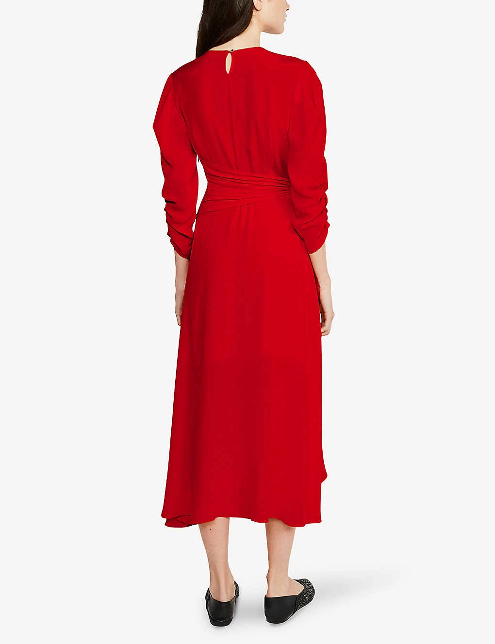 CLAUDIE PIERLOT Rousseau Asymmetrical-skirt Woven Dress For Womens Rouges - Image 4