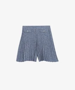 CLAUDIE PIERLOT Origami Pleated High-rise Woven Shorts For Womens Divers