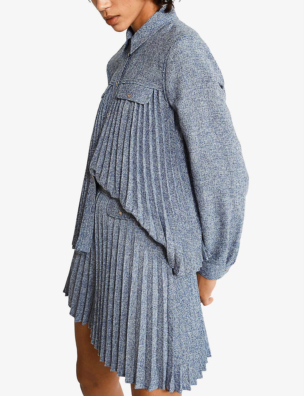 CLAUDIE PIERLOT Origami Pleated High-rise Woven Shorts For Womens Divers - Image 2