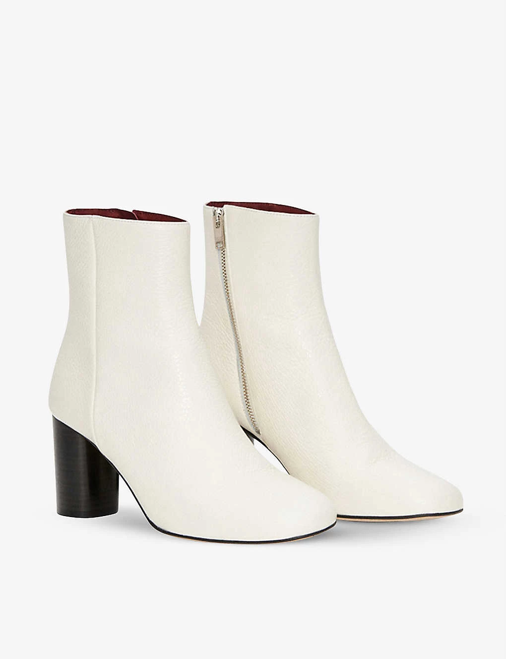 CLAUDIE PIERLOT Avril Heeled Leather Ankle Boots For Womens White - Image 3