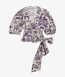 CLAUDIE PIERLOT Bambini Graphic-print Cropped Organic-cotton Top For Womens Divers