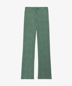 CLAUDIE PIERLOT Geo-print Regular-fit High-rise Flared Stretch-woven Trousers For Womens Divers