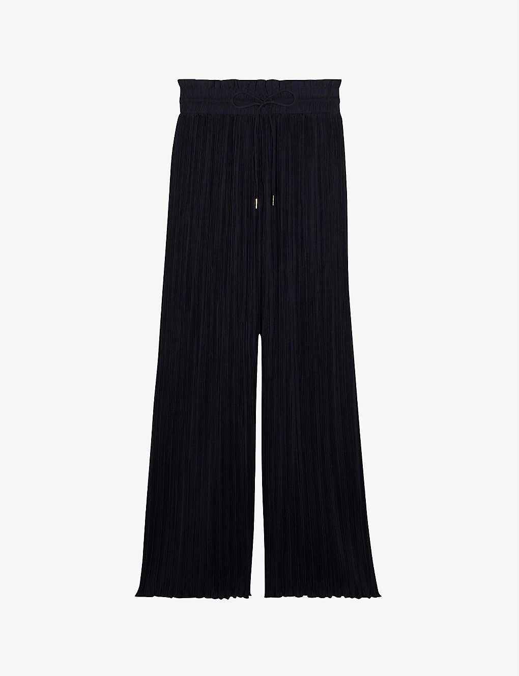 CLAUDIE PIERLOT Back In The Fold Pleated Wide-leg High-rise Crepe Trousers For Womens Bleus - Image 5