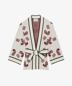 CLAUDIE PIERLOT Managua Graphic-print Cotton-wool Blend Kimono Cardigan For Womens Divers
