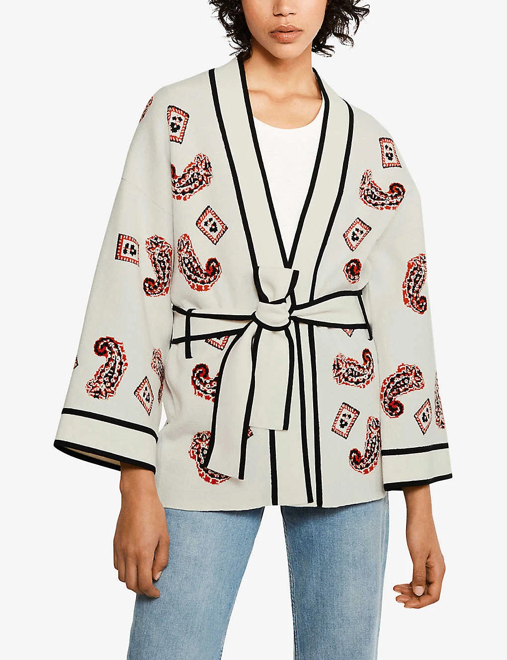 CLAUDIE PIERLOT Managua Graphic-print Cotton-wool Blend Kimono Cardigan For Womens Divers - Image 2