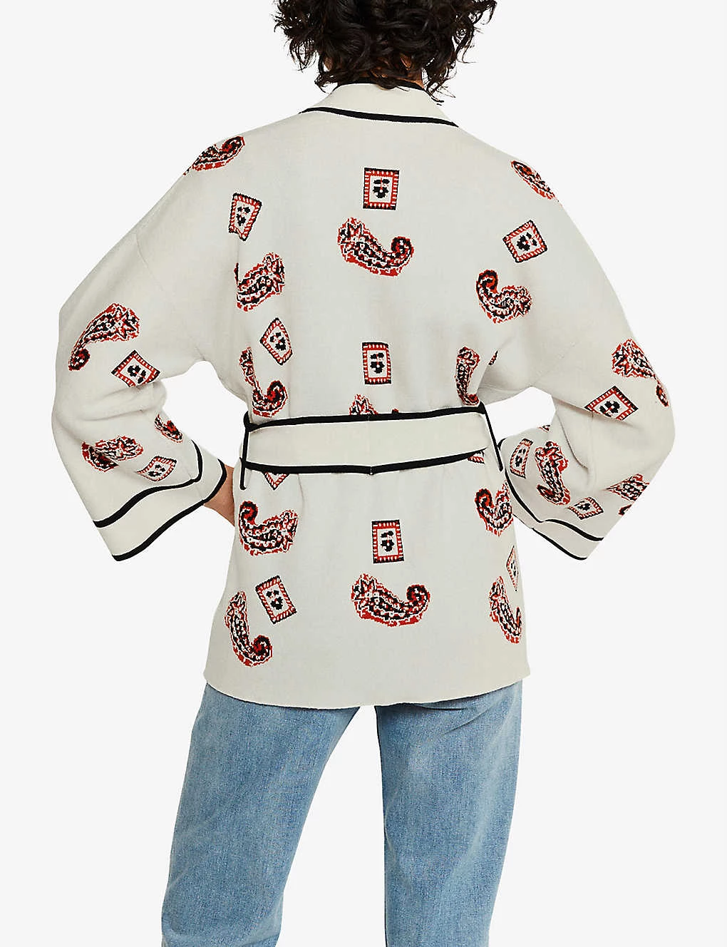 CLAUDIE PIERLOT Managua Graphic-print Cotton-wool Blend Kimono Cardigan For Womens Divers - Image 3