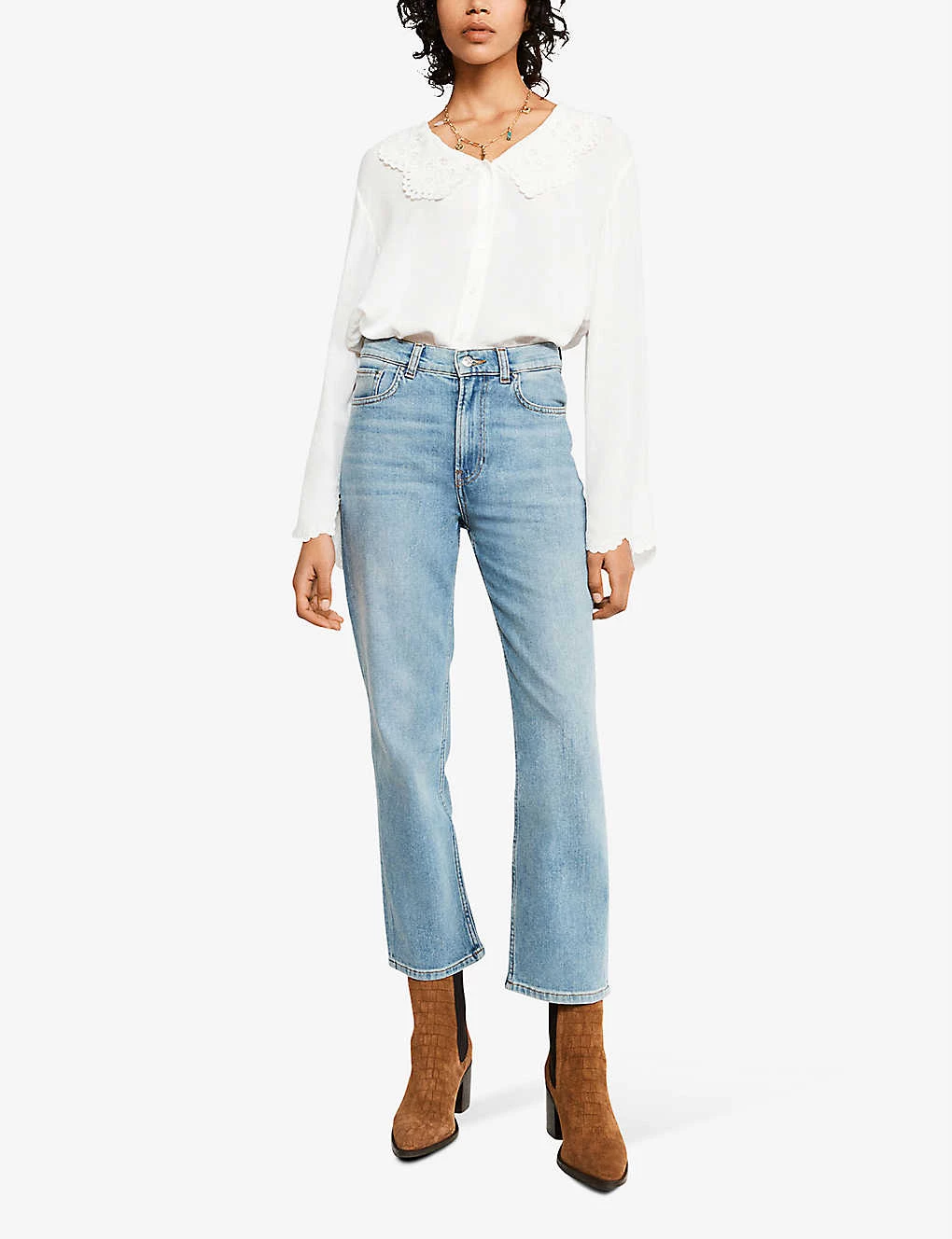 CLAUDIE PIERLOT Caipi Embroidered-collar Woven Shirt For Womens Naturels - Image 2