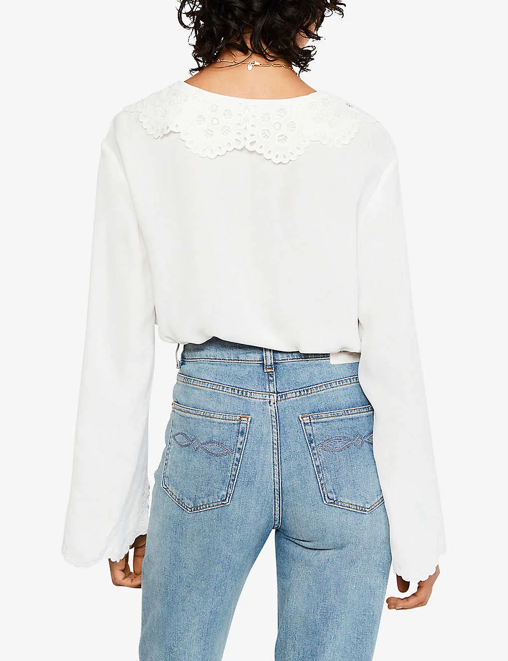 CLAUDIE PIERLOT Caipi Embroidered-collar Woven Shirt For Womens Naturels - Image 4