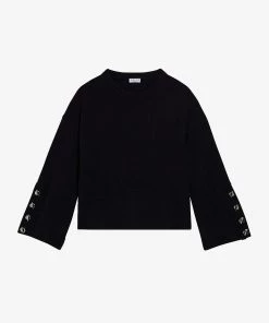 CLAUDIE PIERLOT Maroc Button-trimmed Wide-sleeved Knit Jumper For Womens Bleus