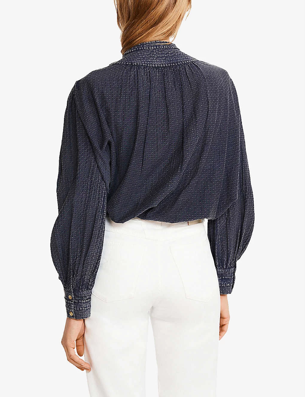 CLAUDIE PIERLOT Brooke Textured Denim Shirt For Womens Bleus - Image 4
