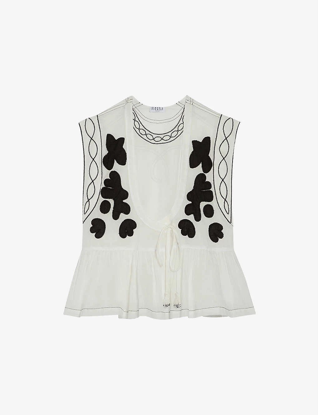 CLAUDIE PIERLOT Bento Patchwork Cotton Top For Womens Naturels