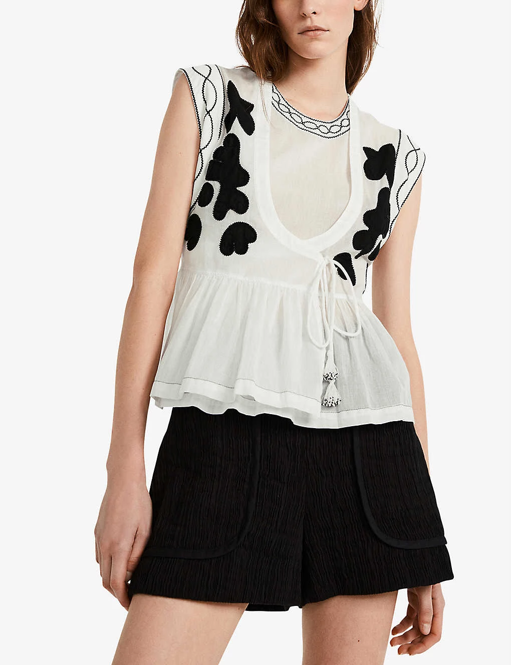 CLAUDIE PIERLOT Bento Patchwork Cotton Top For Womens Naturels - Image 2