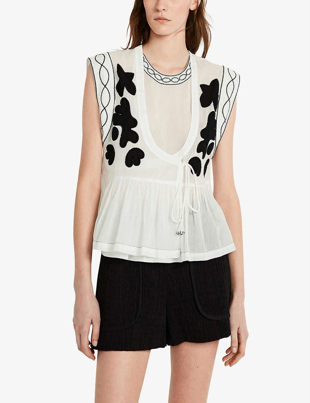 CLAUDIE PIERLOT Bento Patchwork Cotton Top For Womens Naturels - Image 4