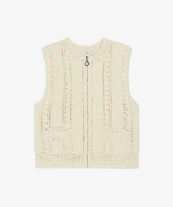 CLAUDIE PIERLOT Milan Zip-up Knitted Gilet For Womens Naturels