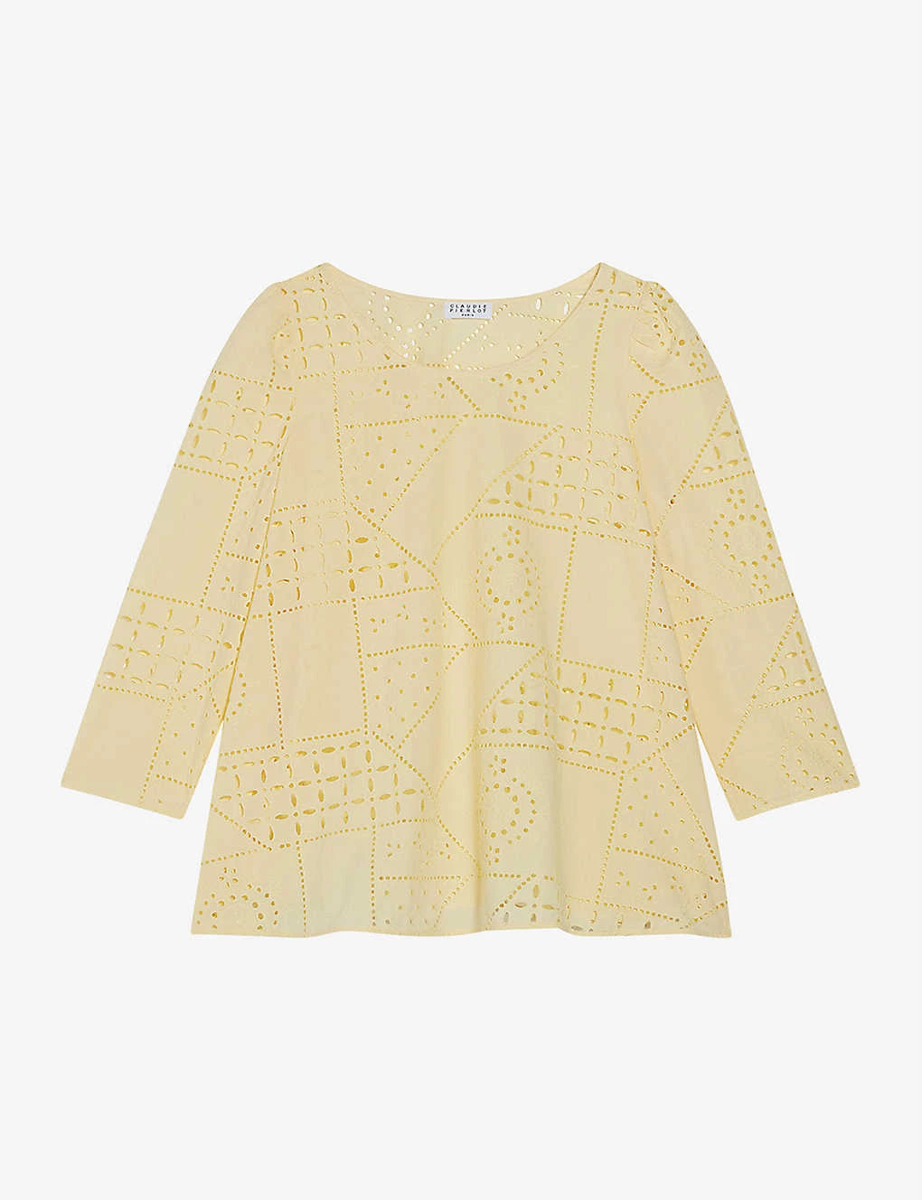 CLAUDIE PIERLOT Ban Broderie Anglaise Cotton Blouse For Womens Jaunes / Oranges