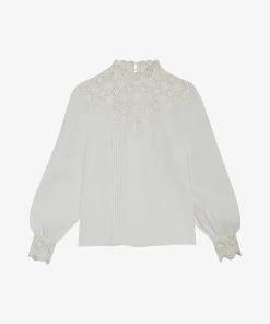 CLAUDIE PIERLOT Baladine Frill-collar Crepe Blouse For Womens Naturels