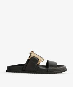 CLAUDIE PIERLOT Aly Buckle-detail Leather Sandals For Womens Noir / Gris