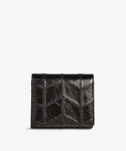 CLAUDIE PIERLOT Azimut Quilted Waxed Leather Purse For Womens Noir / Gris