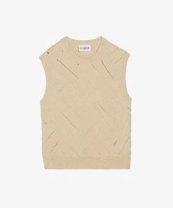 CLAUDIE PIERLOT Maxime Weave-knit Cotton Sweater Vest For Womens Naturels