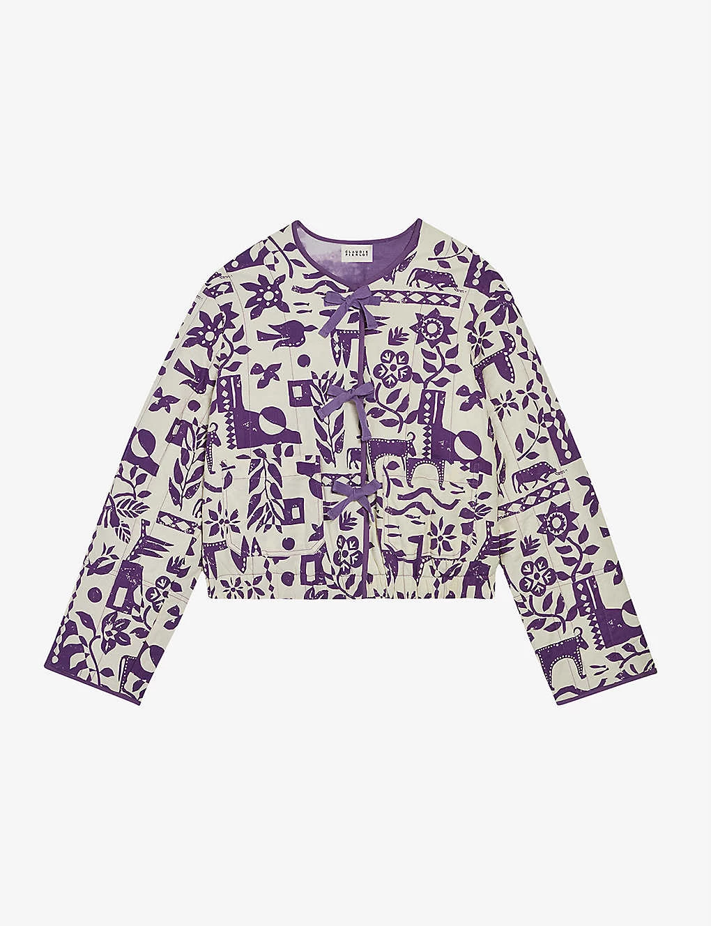 CLAUDIE PIERLOT Vladi Graphic-print Cotton Jacket For Womens Violets