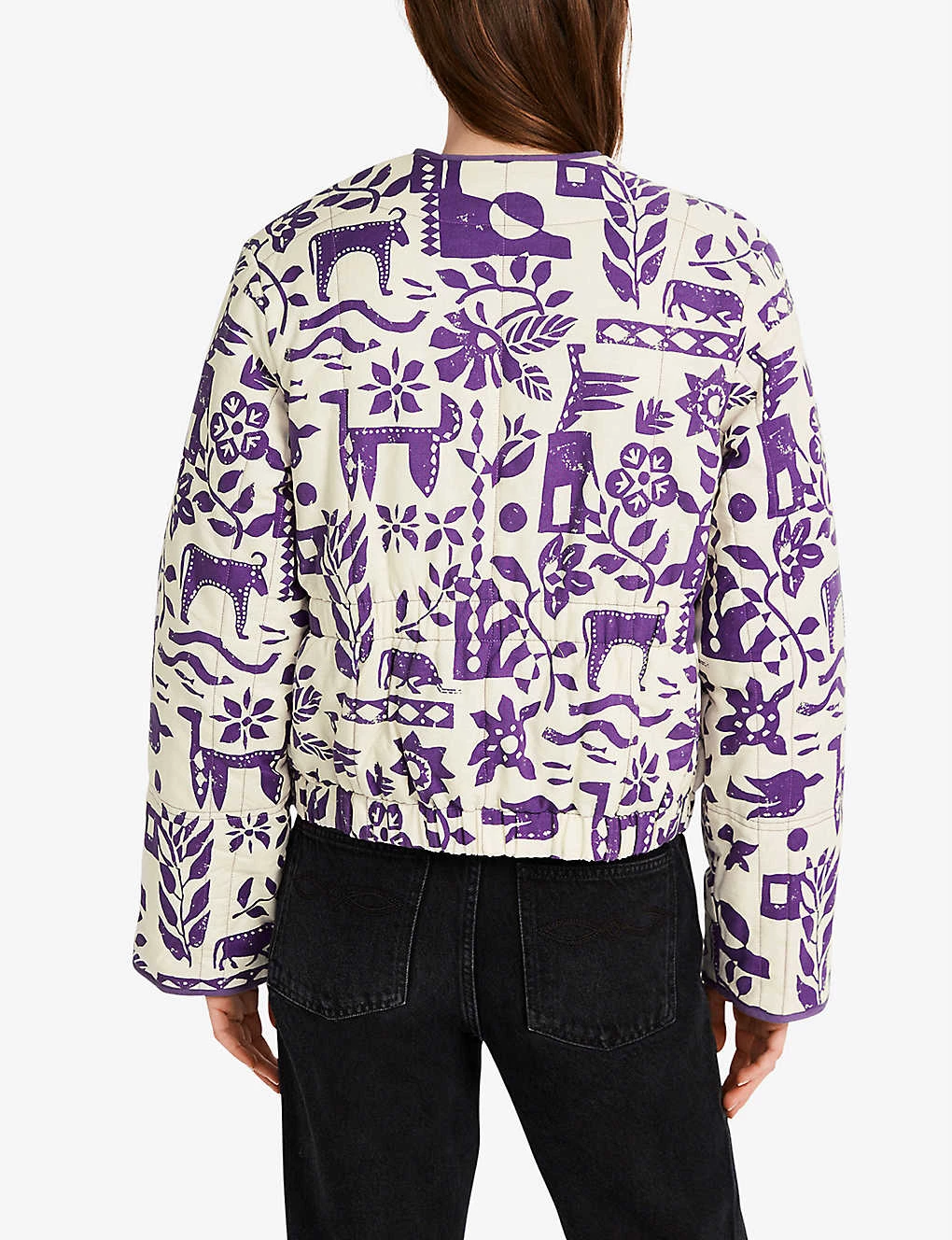 CLAUDIE PIERLOT Vladi Graphic-print Cotton Jacket For Womens Violets - Image 4