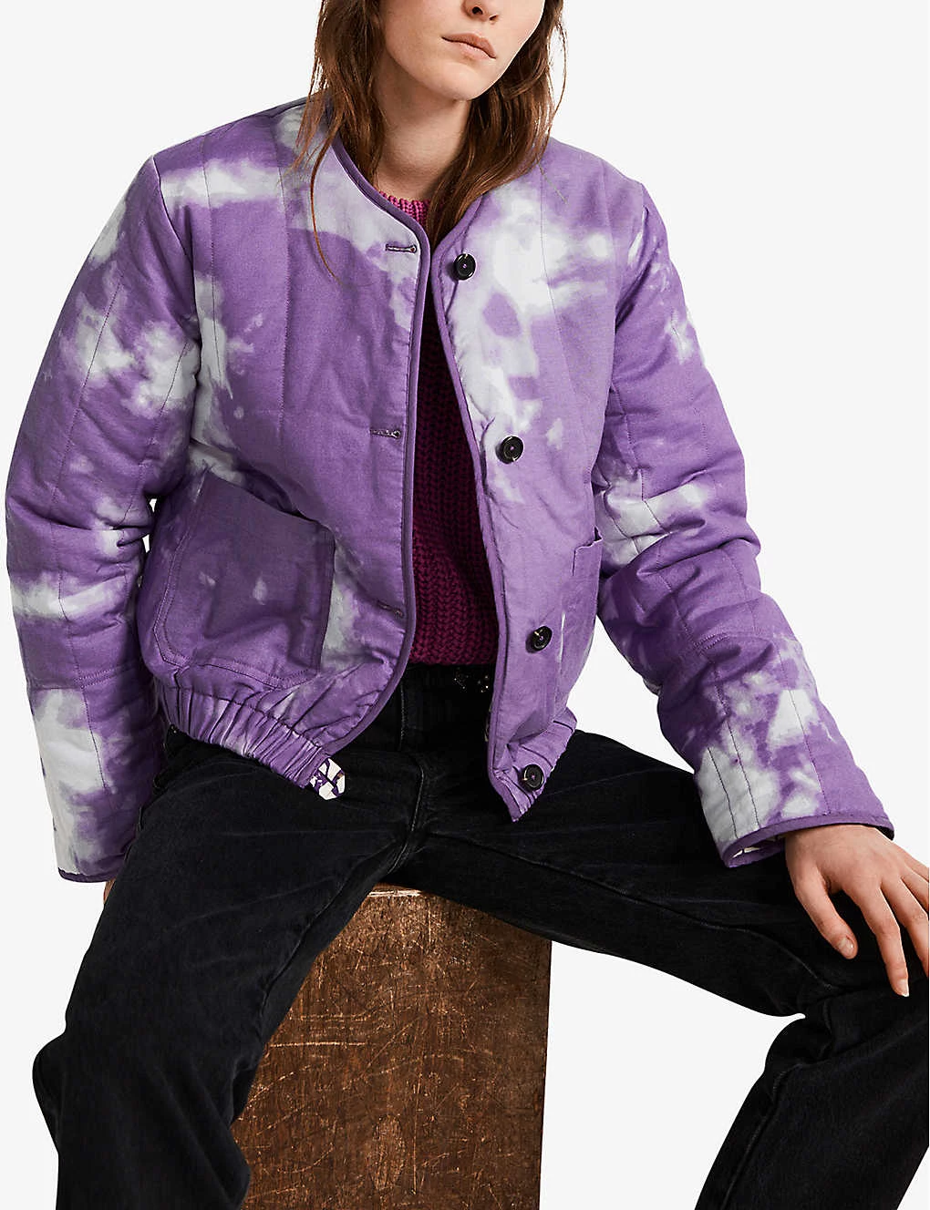 CLAUDIE PIERLOT Vladi Graphic-print Cotton Jacket For Womens Violets - Image 5