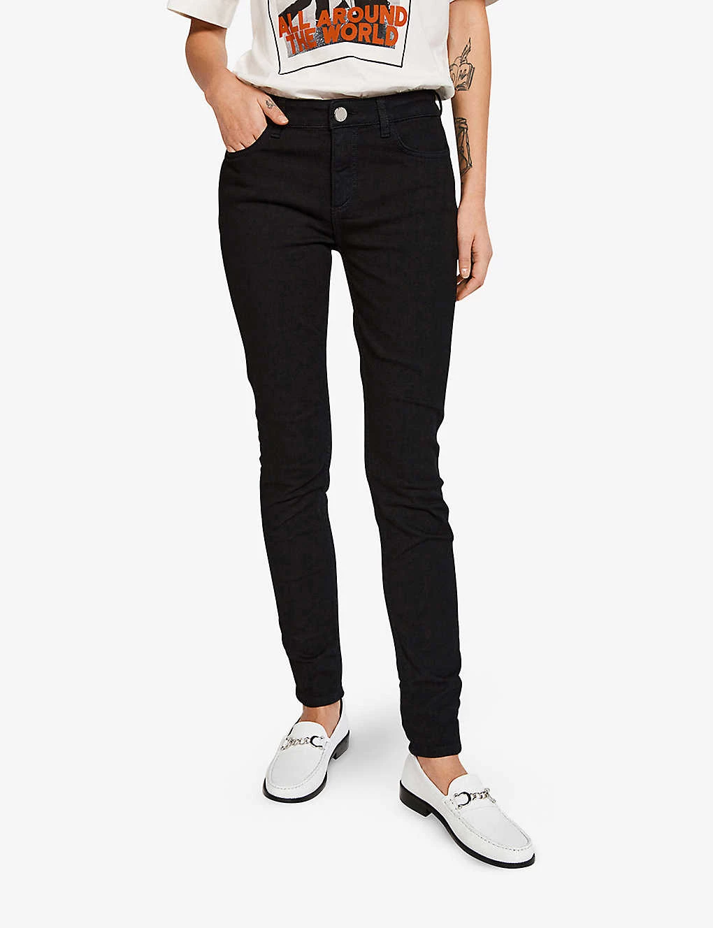 CLAUDIE PIERLOT Skinny High-rise Stretch-denim Jeans For Womens Black - Image 2