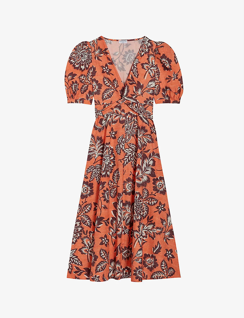 CLAUDIE PIERLOT Ruska Floral-print Puff-sleeve Cotton Midi Dress For Womens Divers - Image 2