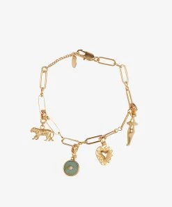 CLAUDIE PIERLOT Ariel Quartz And Yellow Gold-tone Plated Brass Charm Bracelet For Womens Divers
