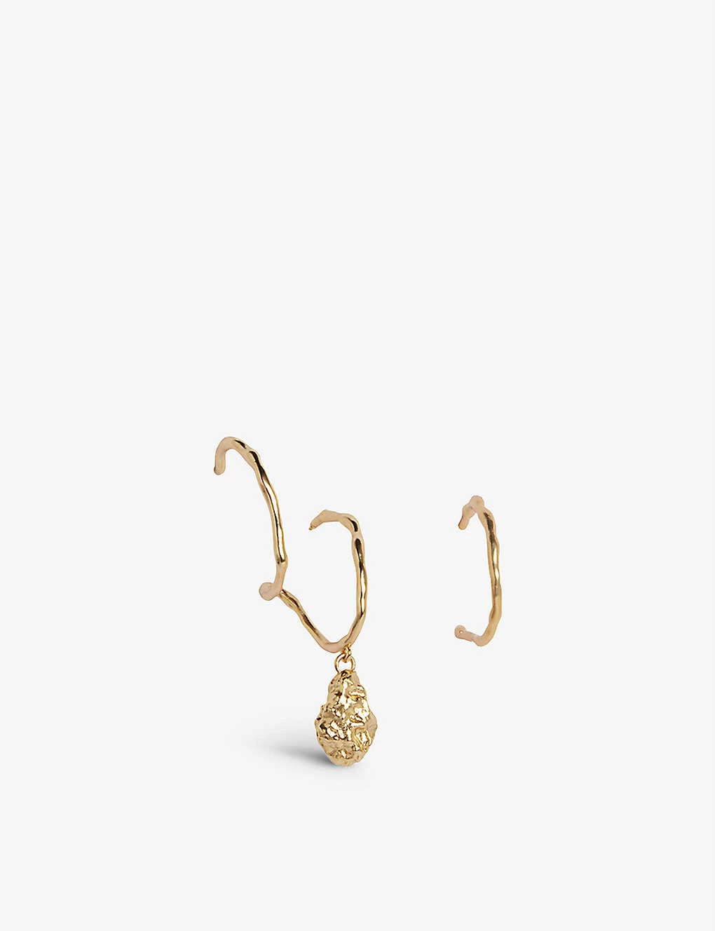 CLAUDIE PIERLOT Asymetrique Gold-plated Brass Hoop Earrings For Womens Metalliques - Image 2