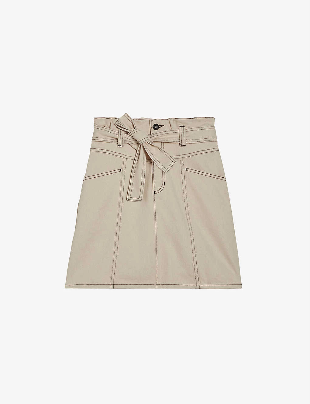 CLAUDIE PIERLOT Siloh Belted Organic-cotton Mini Skirt For Womens Naturels - Image 2