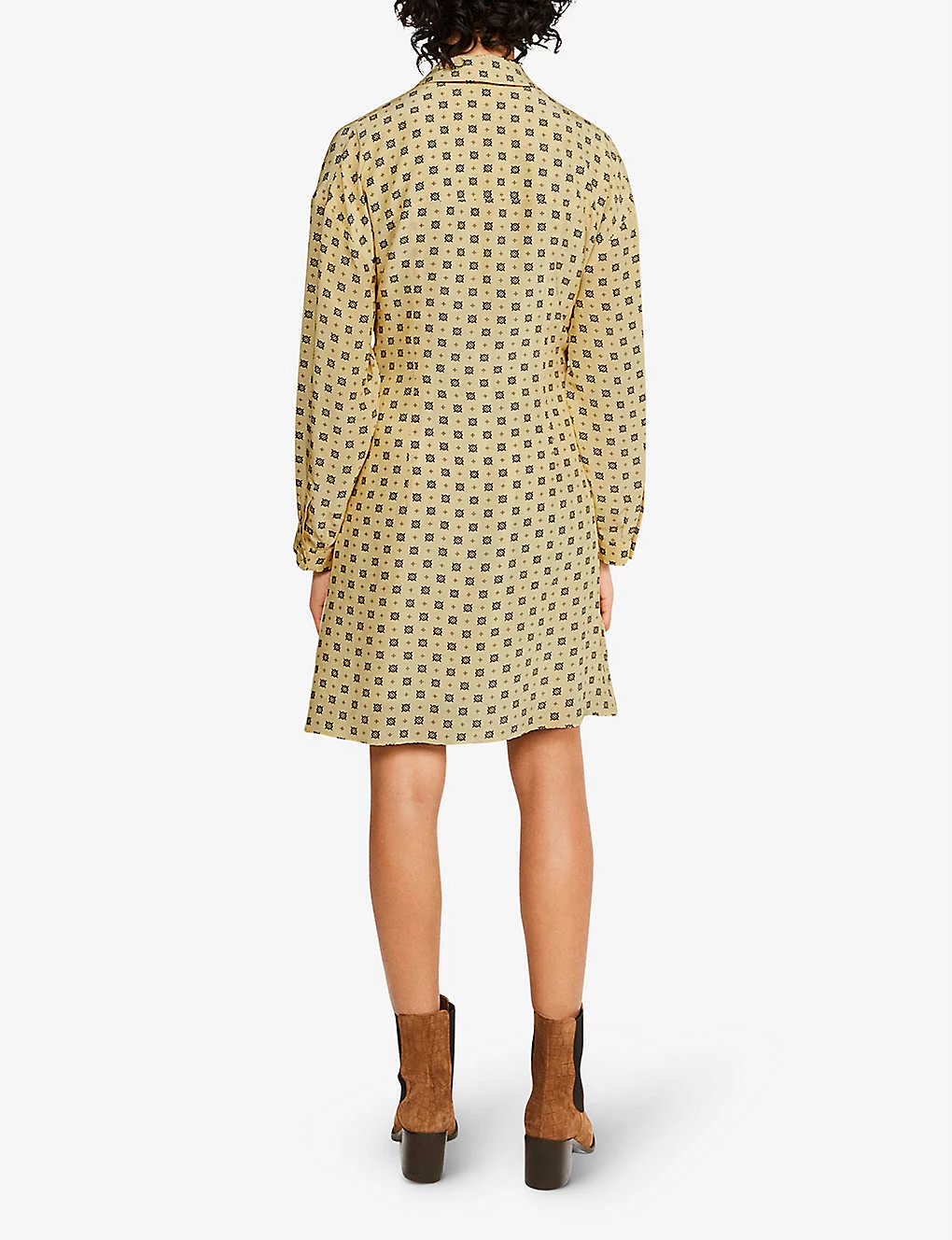 CLAUDIE PIERLOT Romila Graphic-print Belted Woven Mini Dress For Womens Divers - Image 4