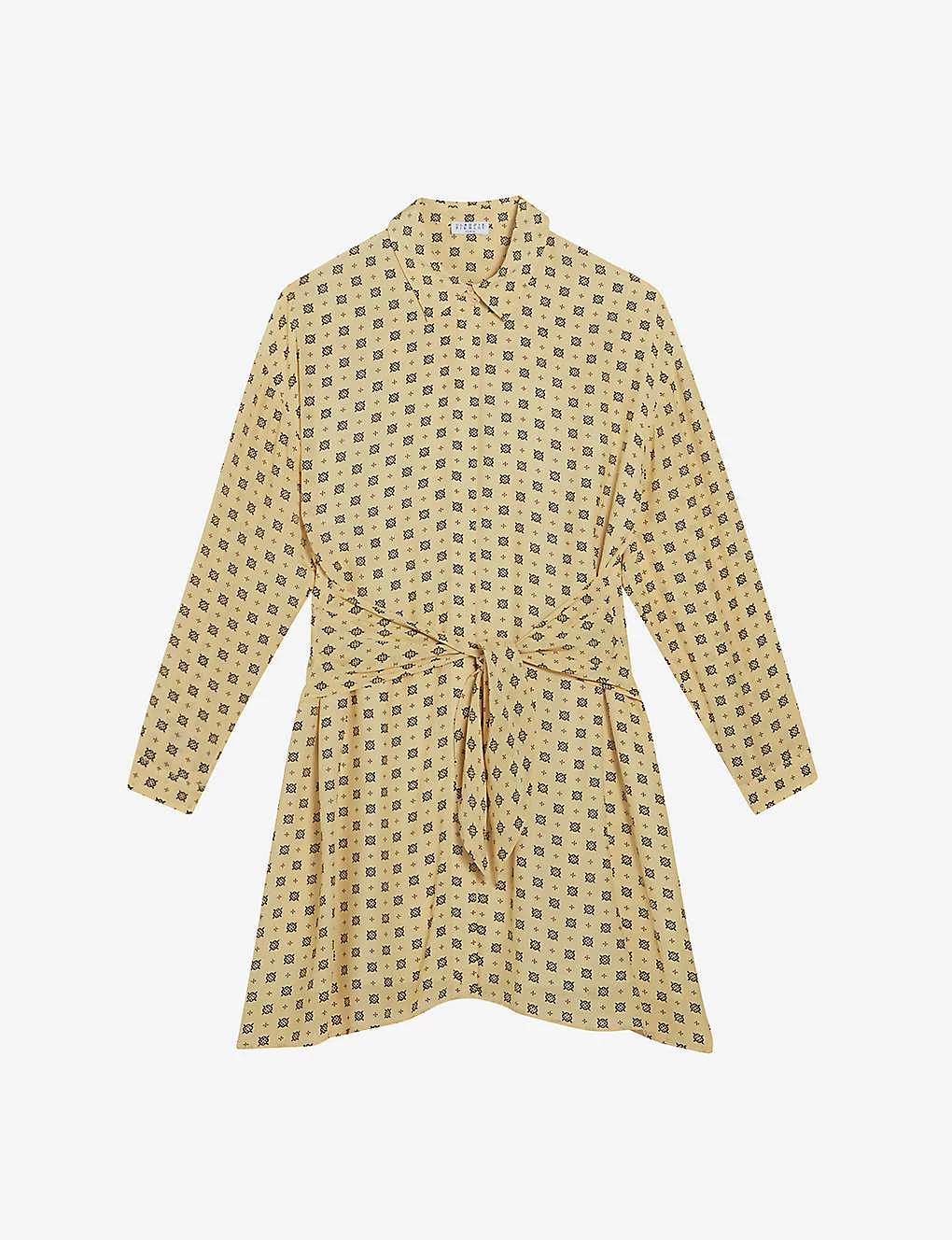 CLAUDIE PIERLOT Romila Graphic-print Belted Woven Mini Dress For Womens Divers - Image 5