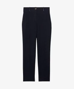 CLAUDIE PIERLOT Pistou Straight-leg High-rise Linen-blend Trousers For Womens Bleus