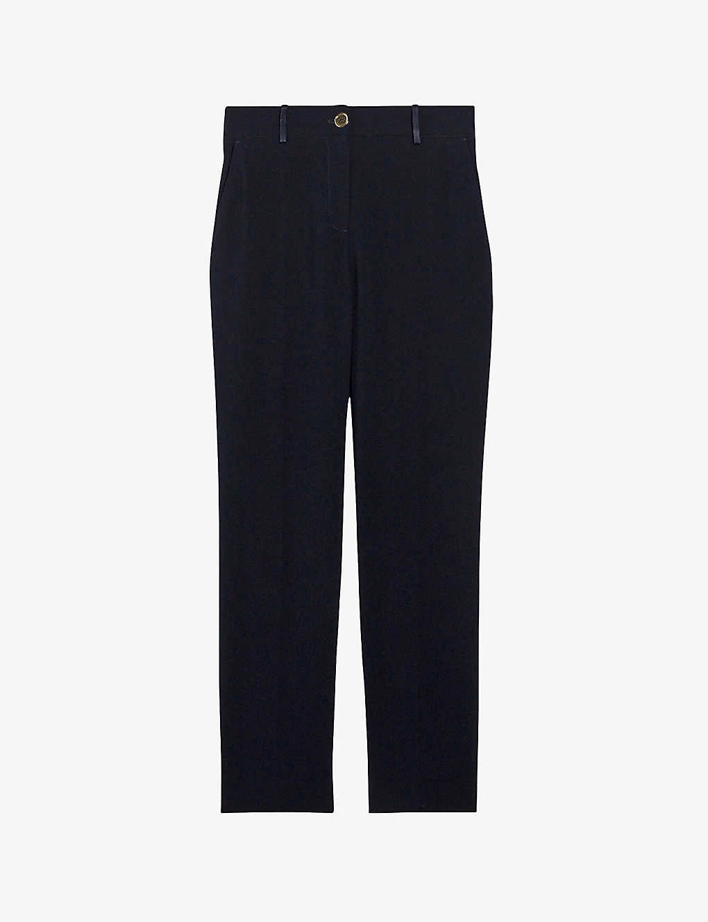 CLAUDIE PIERLOT Pistou Straight-leg High-rise Linen-blend Trousers For Womens Bleus - Image 5