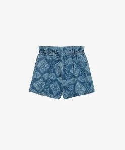 CLAUDIE PIERLOT Enora Graphic-print Denim Shorts For Womens Bleus