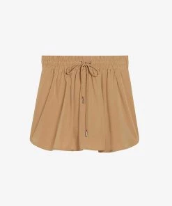 CLAUDIE PIERLOT Eliott Drawstring-fitted Crepe Shorts For Womens Bruns
