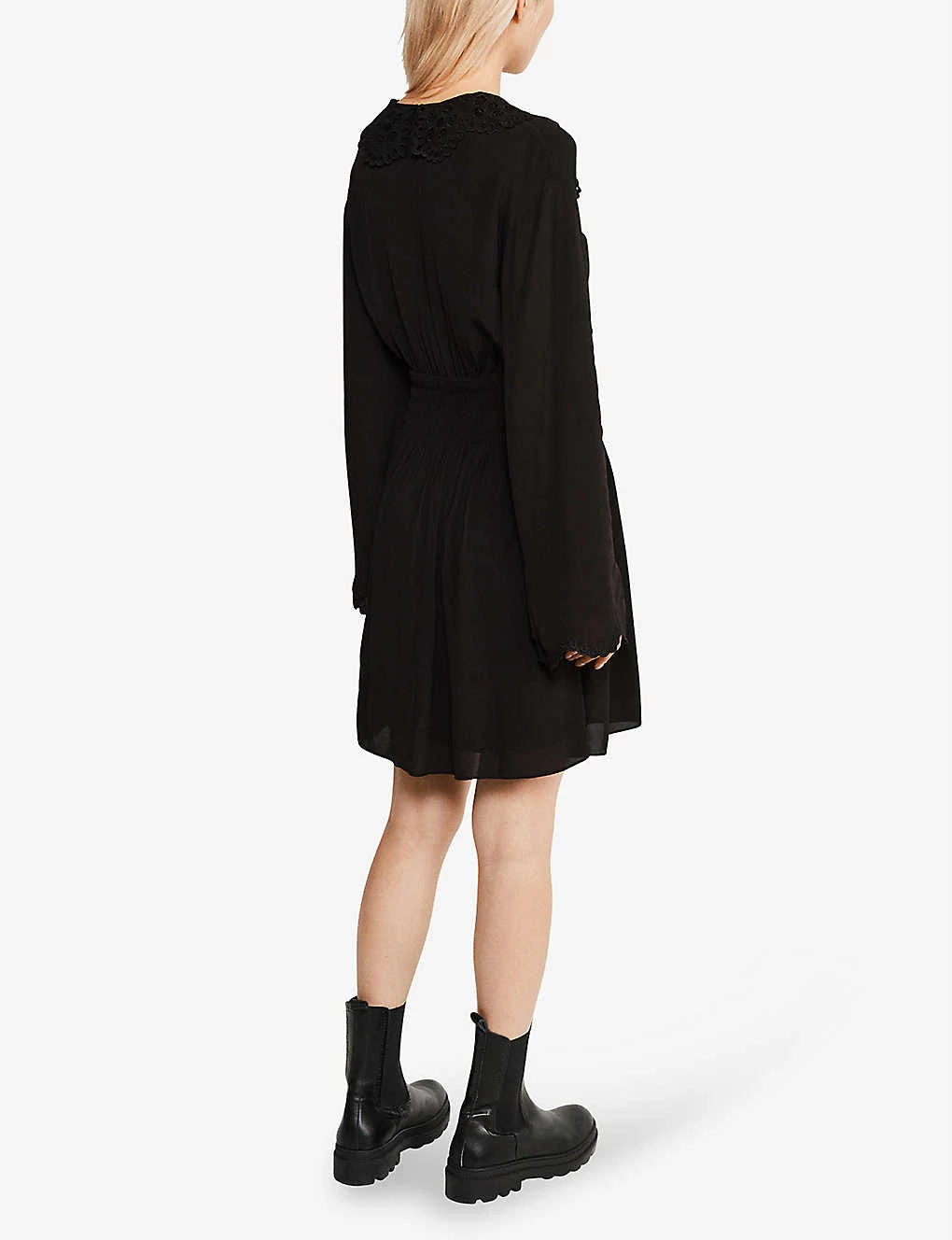 CLAUDIE PIERLOT Rafi Broderie Anglaise-collar Woven Dress For Womens Noir / Gris - Image 3